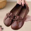 Brown Ballet Retro Flats Comfortable Elegant Women's Shoes Genuine Leather Loafers Ladies Bowknot Woman Soft Blue Moccasins