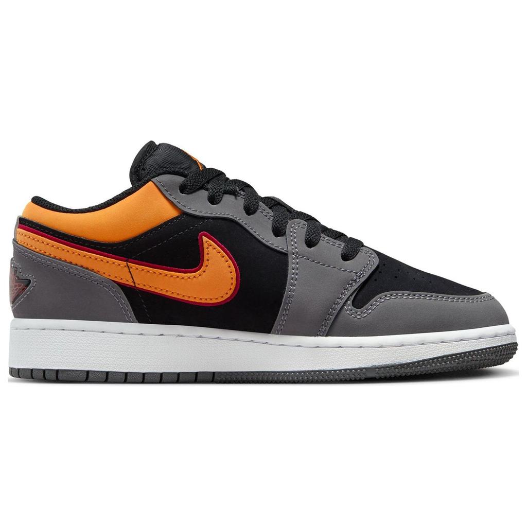 Детские кроссовки Air Jordan 1 Low SE GS Vivid Orange серо-черные светло-графитовые FN7671-008