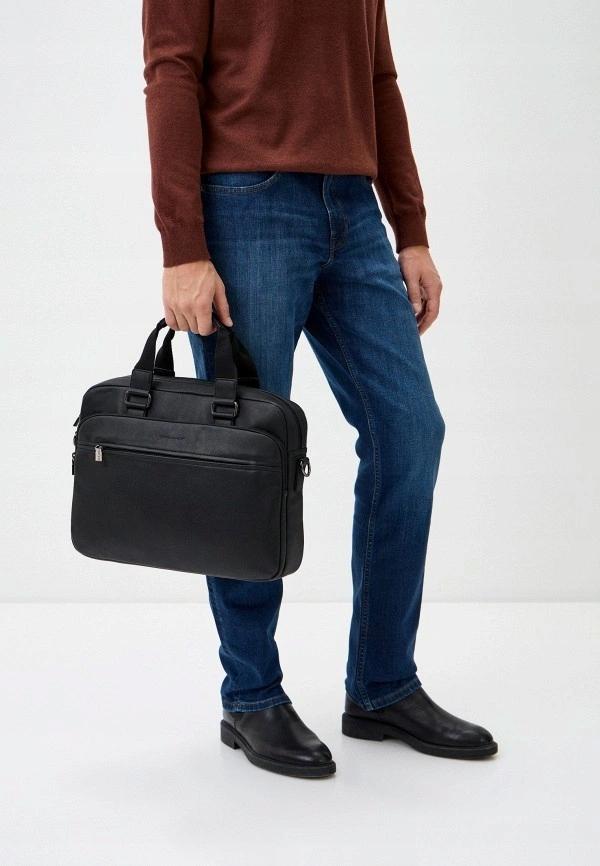Men's briefcase bag, spacious for work, for a 14-inch laptop, black