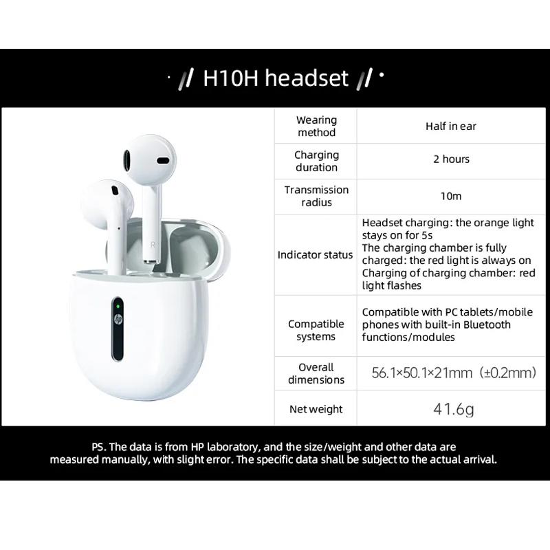 HP H10H Беспроводные наушники Bluetooth-гарнитура Половина вкладышей Беспроводная гарнитура Bluetooth-гарнитура с шумоподавлением