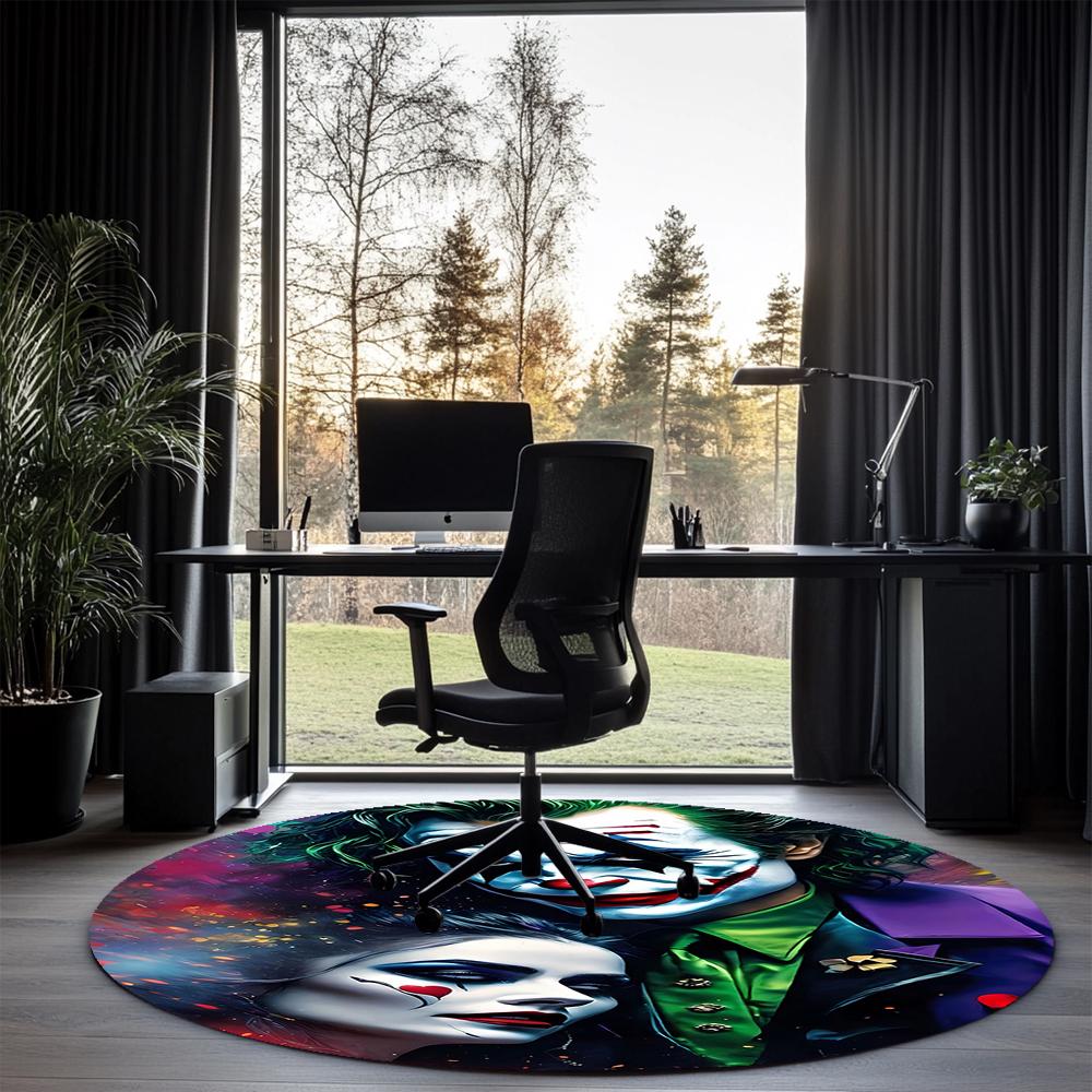 Joker Printed Round Rug Carpet Chair Rug Area Rug Entryway Doormats,for Office Chair Living Room Bedroom Kitchen Room.