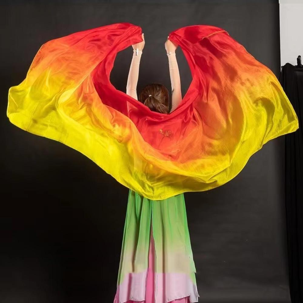 100% Silk Belly Dance Veils Light Texture Dancing Shawl Performance Dance Veil