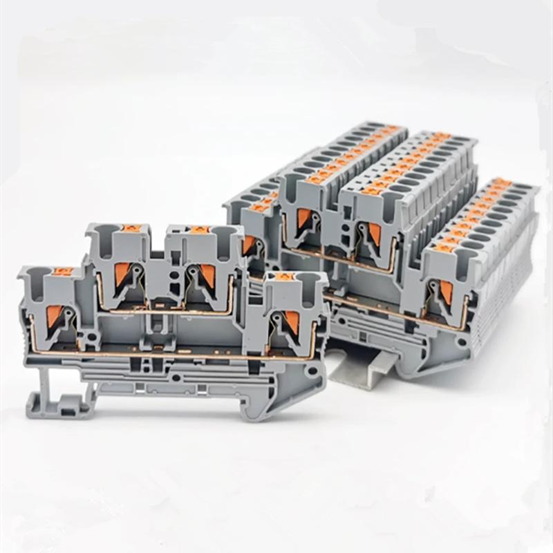10pcs PTTB 2.5 0.14-4mm2 Double-layer Quick Connection Connector Din Rail Combination Fast Wiring Cable Terminal Blocks