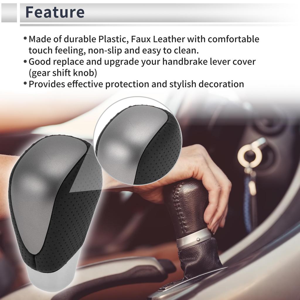 RATCHROLL Automatic Gear Shift Knob for Toyota Alphard 200 Series Plastic Faux Leather Automotive Gearbox Stick Shifter Lever Black Silver Tone