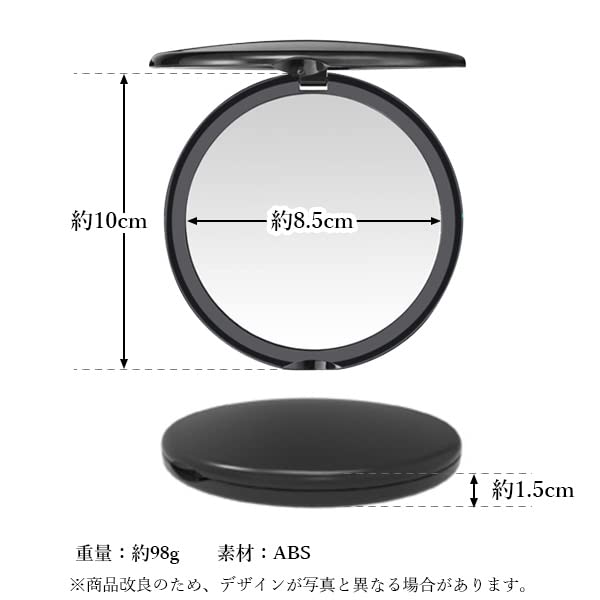 Компактное зеркало с 10-кратным увеличением, двустороннее ручное зеркало для макияжа, складное настольное зеркало для макияжа, круглое черное