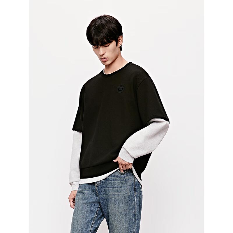 Мужской свитшот GXG с текстурой, имитирующий многослойность, с круглым вырезом