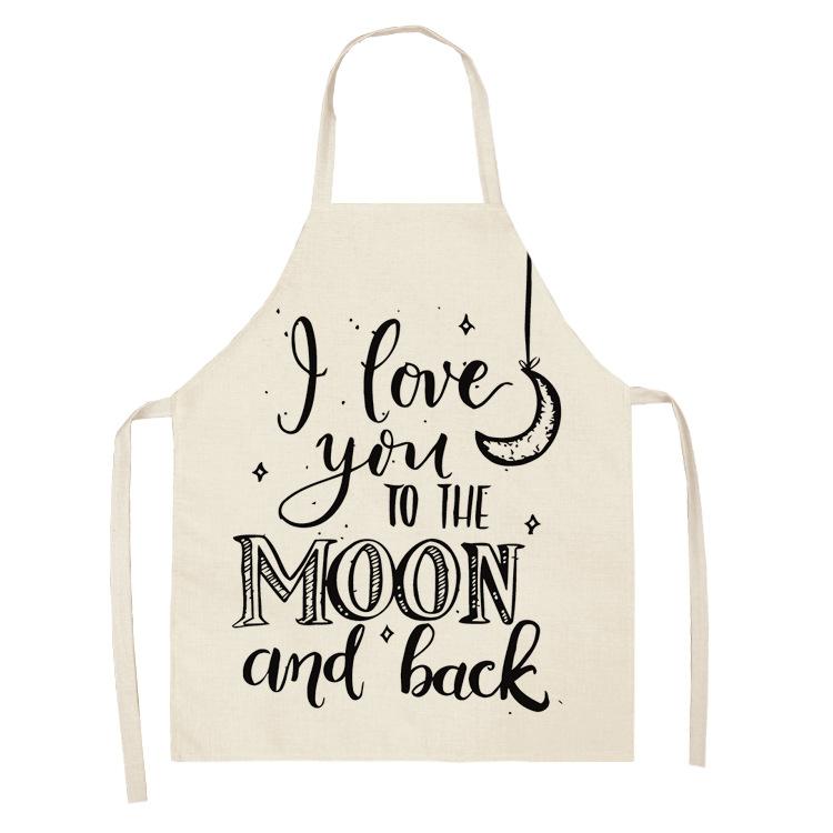 New Printed Women's Kitchen Apron Anti-stain and Oil-proof Linen Apron Dress Men's Chef Cooking Apron Cleaning Children's Apron
