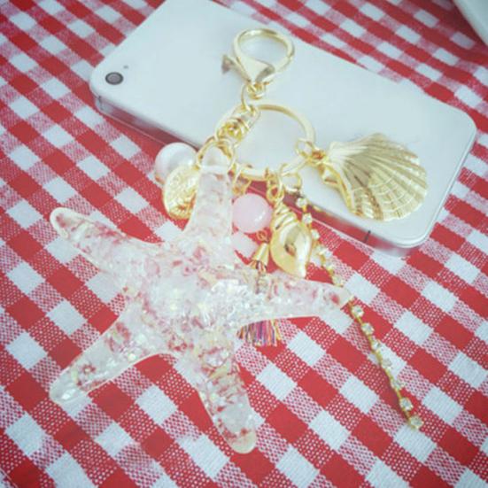 Милая морская звезда, ракушка, кисточка, кулон, брелок для ключей, женский брелок, брелок для ключей