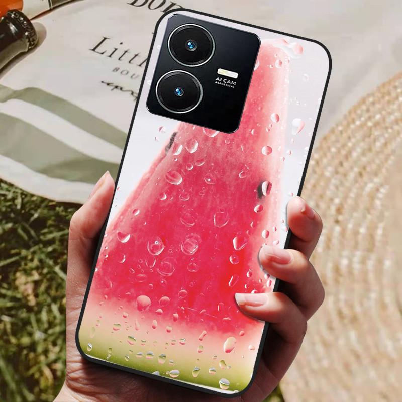 Для чехла Vivo Y22 Y22s 2022 Модный расписной черный силиконовый мягкий чехол на заднюю панель Для чехла для телефона Vivo Y22s VivoY22 Y 22 Y22 s 4G Coque