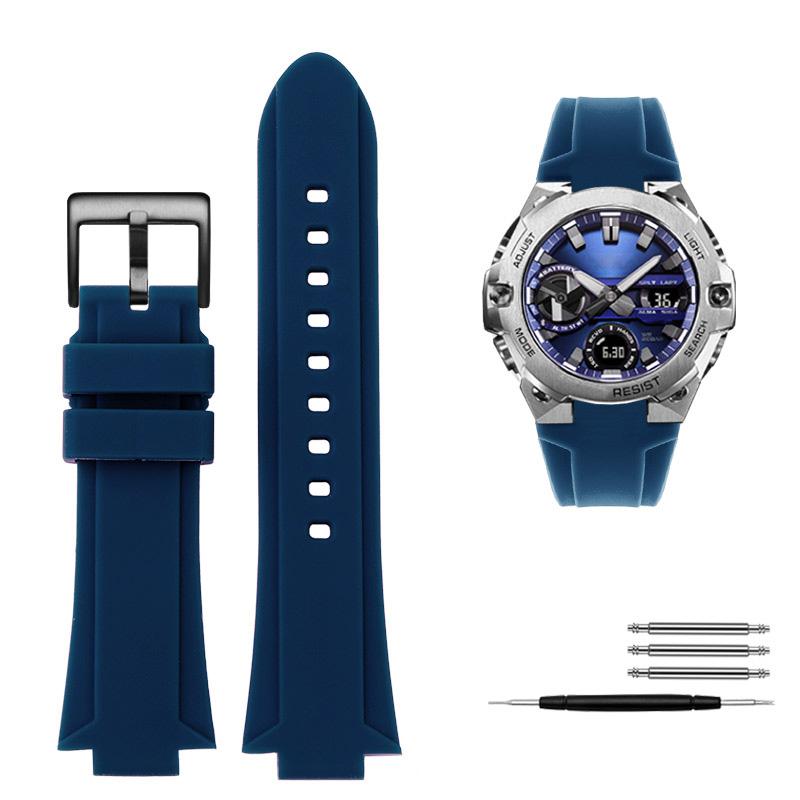 Classic Convex Mouth Silicone Watchband For Casio G-SHOCK Steel Heart GST-B400 Men's Sports Waterproof Rubber Strap Bracelet Accessories
