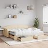 VidaXL Daybed with Trundle and Drawers Cream 90x200 Cm Fabric 3197570
