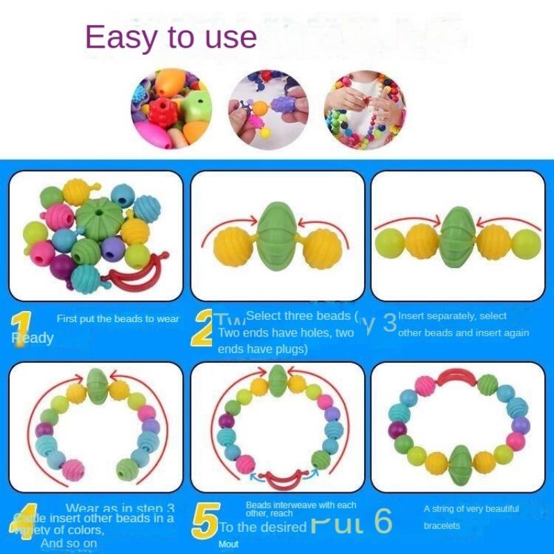 DIY Pop Beads Girl Toy Creativity PopArty Beads Snap-Together for Kid Crafts Children Bracelet Jewelry Fashion Kit Toy for Girl