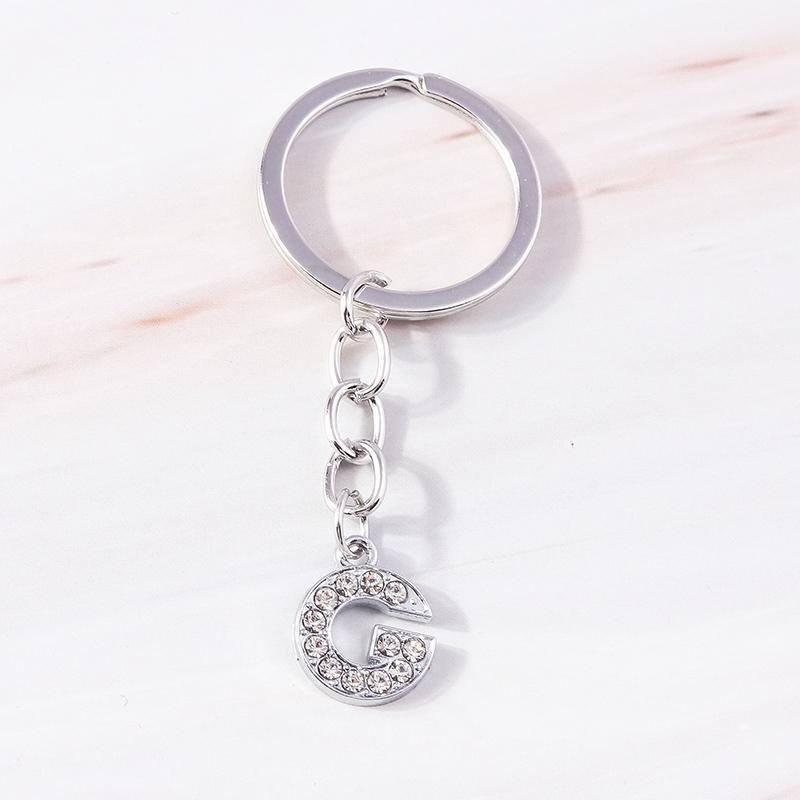 Fashion Charms 26 English Letters A-Z Alphabet Keychain Crystal Rhinestones Alloy Key Rings Gift for Handbag Jewelry DIY