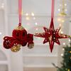 Wine Red Christmas Tree Pendant Glitter Bow Gold Sequin Snowflake Elk Hanging Ornaments Ice Bar Knot Girl Xmas Tree Pendant
