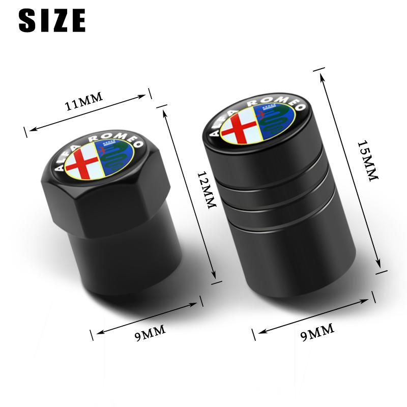 BDEYK1 4Pcs Car Wheel Tire Valve Stem Cap Airdust Waterproof Cover For Alfa Romeo Sportiva 156 Stelvio Giulia Giulietta 147 159 GT