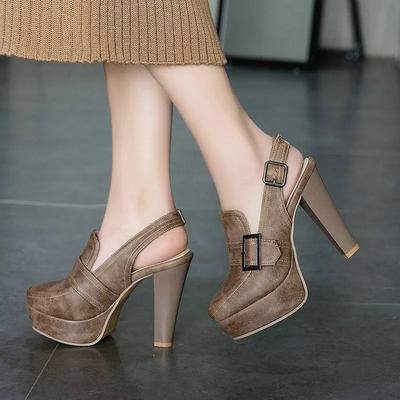 Мода 2025 Винтажный Хаки Черный Платформа Шпилька Высокий Каблук Ретро Женские Туфли С Пряжкой Слингбэки Повседневные Женские Туфли Каблуки Лодочки Лето