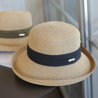 Curled Elegant Straw Woven Basin Hat Small Standard Ribbon Simple Versatile Sunscreen Holiday Fisherman Straw Hat