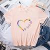 Ladies' Casual Love Footprint Print Loose Casual Round Neck Pure Cotton Short Sleeved T-Shirts Women’s