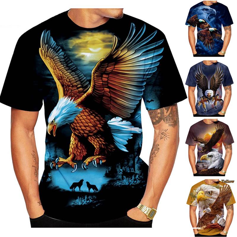 Мужские футболки с 3D забавным принтом, модные топы с короткими рукавами и принтом орла, повседневные летние футболки с птицами, мужские большие размеры S-6XL