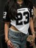 2026 Women's American NO.67 Printed Breathable Loose V-neck Short sleeved Sports Football Shirt Mesh Loose Oversized Top