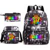 Rhythm Box Game Merchandise Student Bag Sprunki Cartoon Starry Sky Backpack Leisure Bag 3-piece Set D
