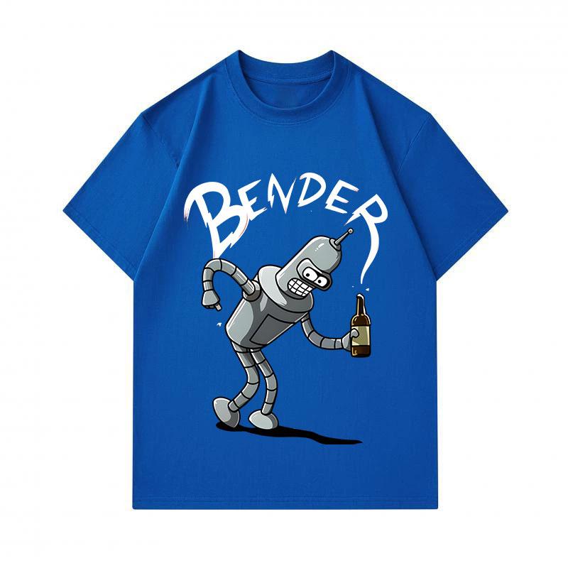 Men's 100% Cotton Crew Neck Short Sleeve T-Shirt, Funny Drunk Robot Character Print Casual Tee, Comfortable Breathable Daily Top for Men Party Streetw