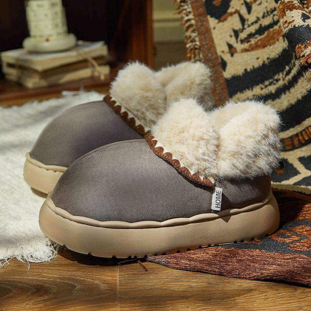 2025 New Winter Warm Platform Shoes Woman Indoor Fluffy Slippers Soft Faux Fur Anti-slip Thick Sole Female Home Floor Snow Boots