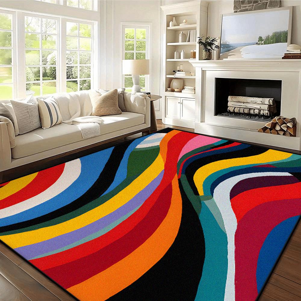 Multicolour Abstract Rugs for Bedroom Carpets for Living Room Easy Care Cloakroom Non-slip Floor Mat Large Area Lounge Carpet