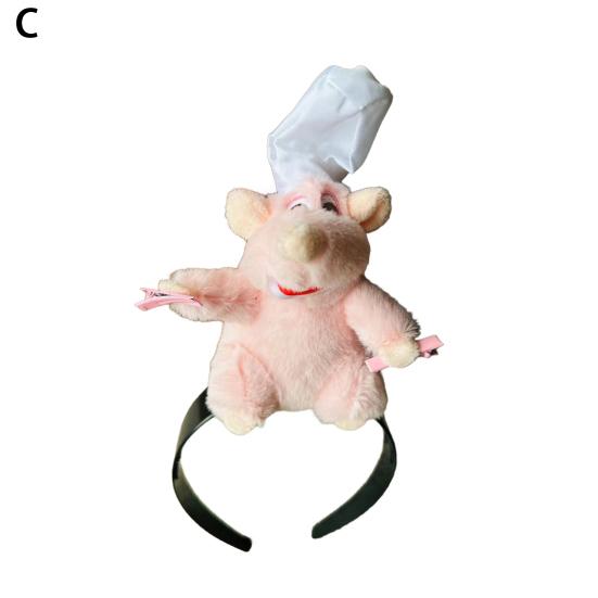 Повязка на голову Cooking Mouse King с 2 зажимами, легкая, плюшевая повязка для волос в виде мыши, противоскользящая, набитая