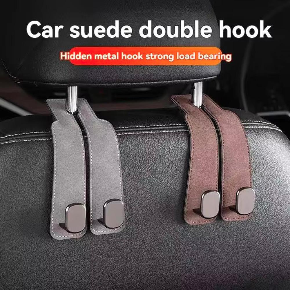 Car Headrest Bag Hook Hanger Auto Backseat Bracket Mobile Phone Holder Leather Rear Seat Hanging Dual Handbag Hooks Accessories