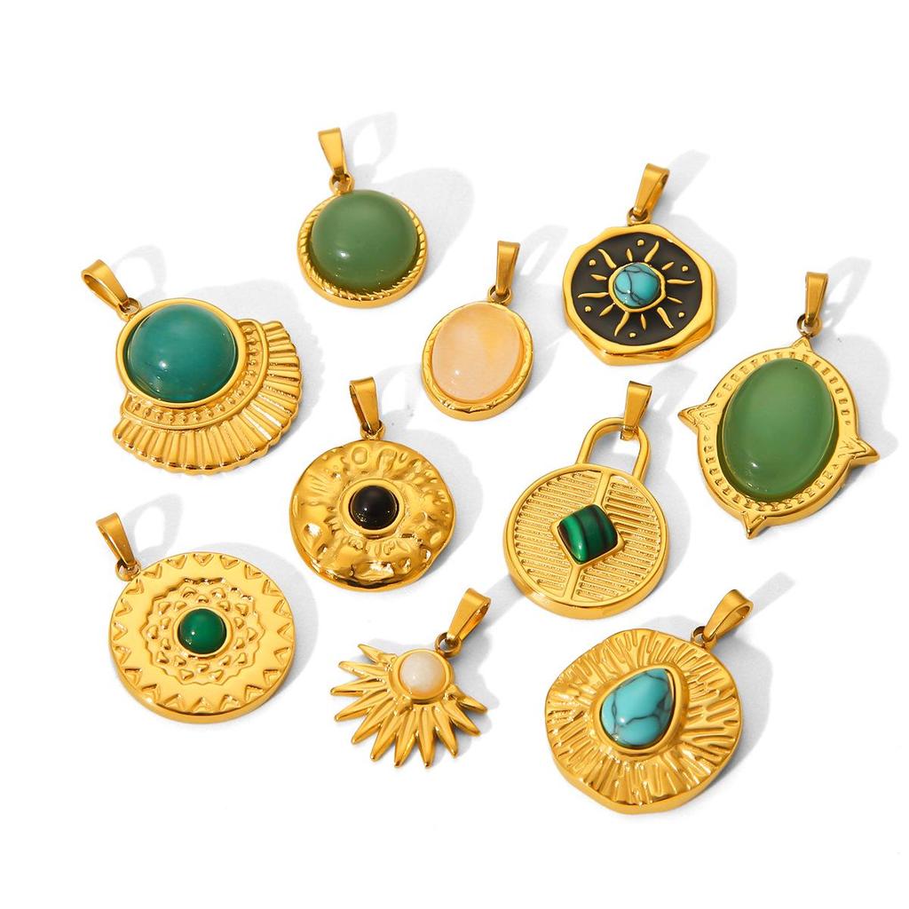 European American Style Light Luxury Natural Stone Titanium Steel Pendant Jewelry Accessories