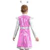 Cute Alien Cosplay Costume for Girls 2Pcs Set, Halloween Outer Space Dress with Hair Hoop, Performance Party Outfit