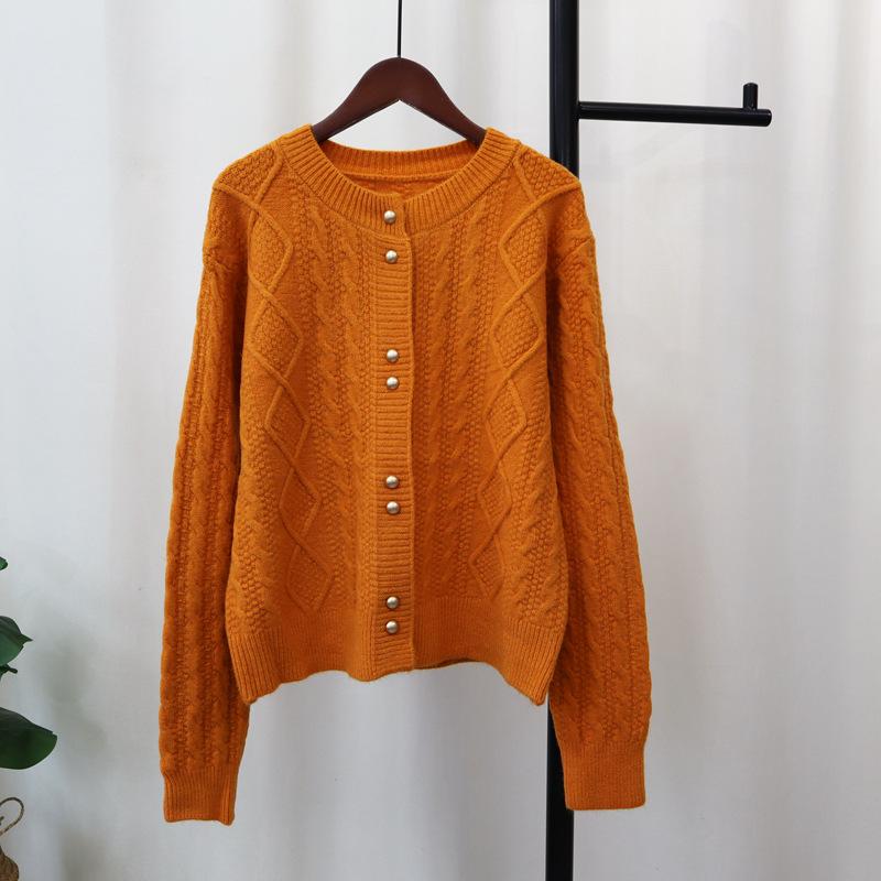Ретро твист нежный ветер вязаный кардиган осень и зима новый дизайн чувство свободный мягкий восковой свитер куртка женская