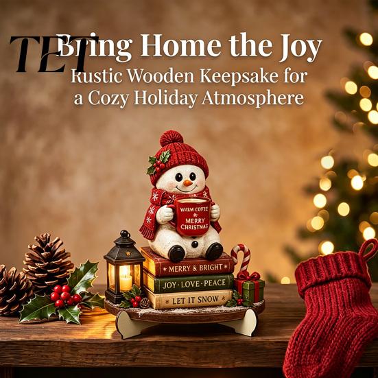 Festival Atmosphere Decor Christmas Wooden Table Sign, 2D Flat Santa Claus/Snowman Reading Desktop Ornament Xmas Home with Stand, Holiday Tabletop