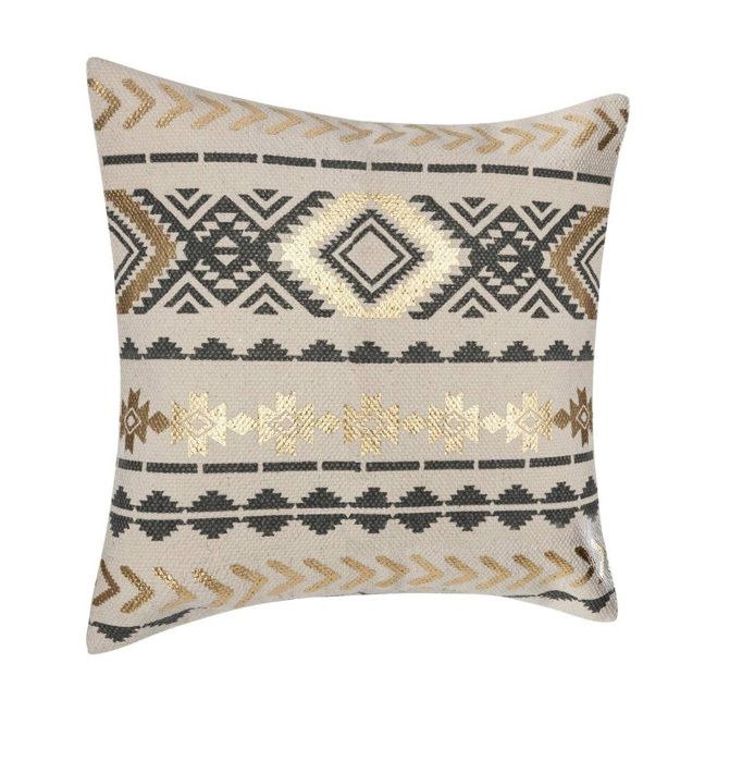 Housse De Coussin Etnik Gold 40 X 40 Cm Gris