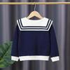 Свитшот для девочек Plus Velvet Navy Collar Sweatshirt - Осень/Зима, Стиль Вестерн, Длинный рукав, Стиль Колледж