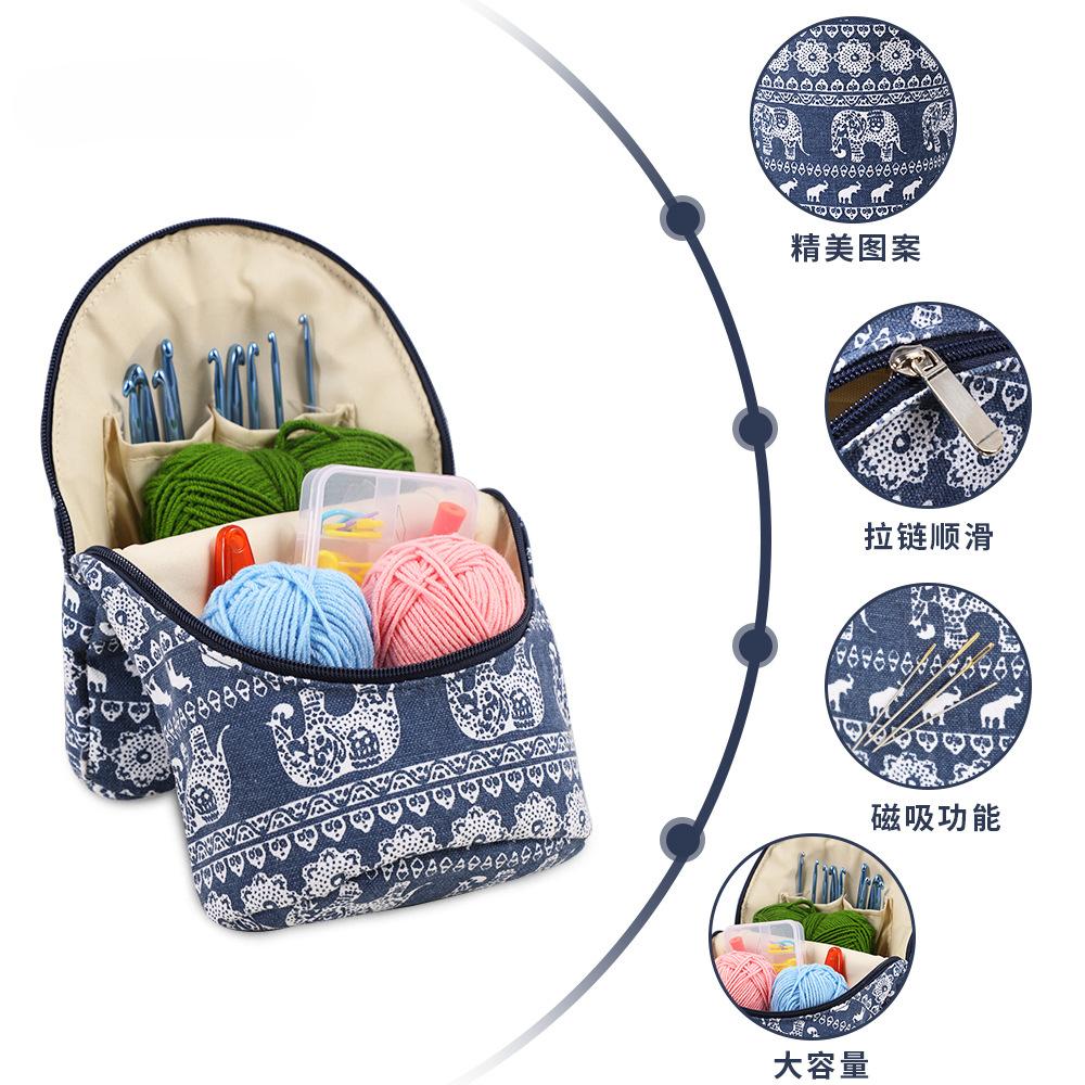 Сумка для хранения шерсти Инструмент для вязания крючком Косметика Канцелярские товары Сумка для хранения Поставляется с отверстием для нити Игла Подарок Подходит для начинающих