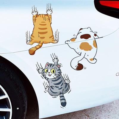 Три кошки, забавная наклейка на автомобиль, кошка, восхождение, животное, Стайлинг, наклейки, украшение кузова автомобиля, креативные наклейки, аксессуары для автодек...