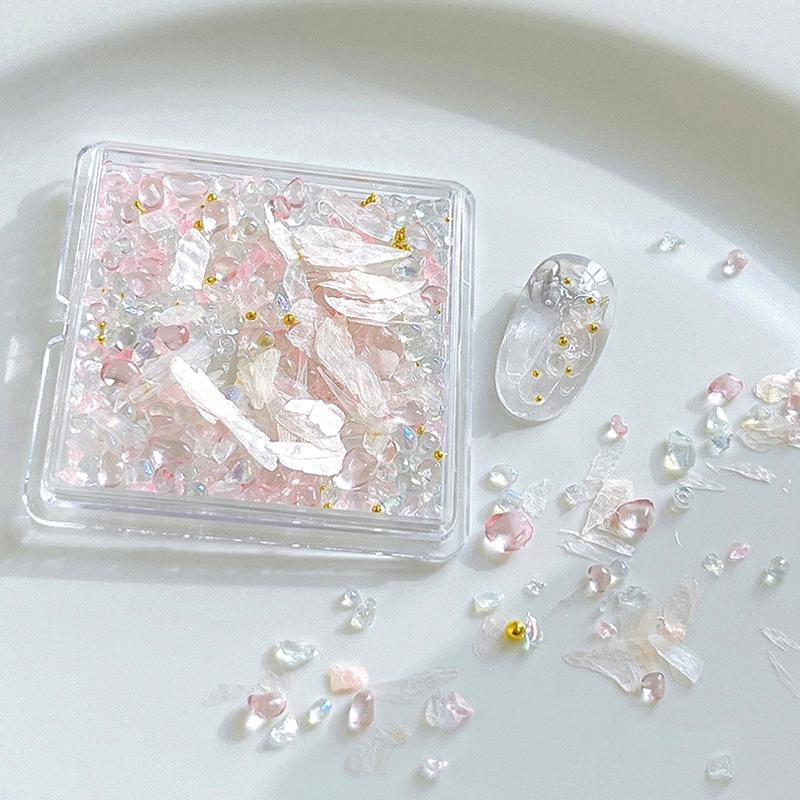 1 Коробка DIY Декор для Нейл-Арта Неправильный Гравий Слюда Чип Дрели для Ногтей Стальные Шарики Алмазы для Ногтей Маникюр Дизайн Аксессуары Подарок