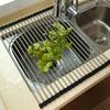Sink Drain Rack Hollow Design Foldable Stainless Steel Sink Draining Shelf for Drying Plates Fruits Vegetable