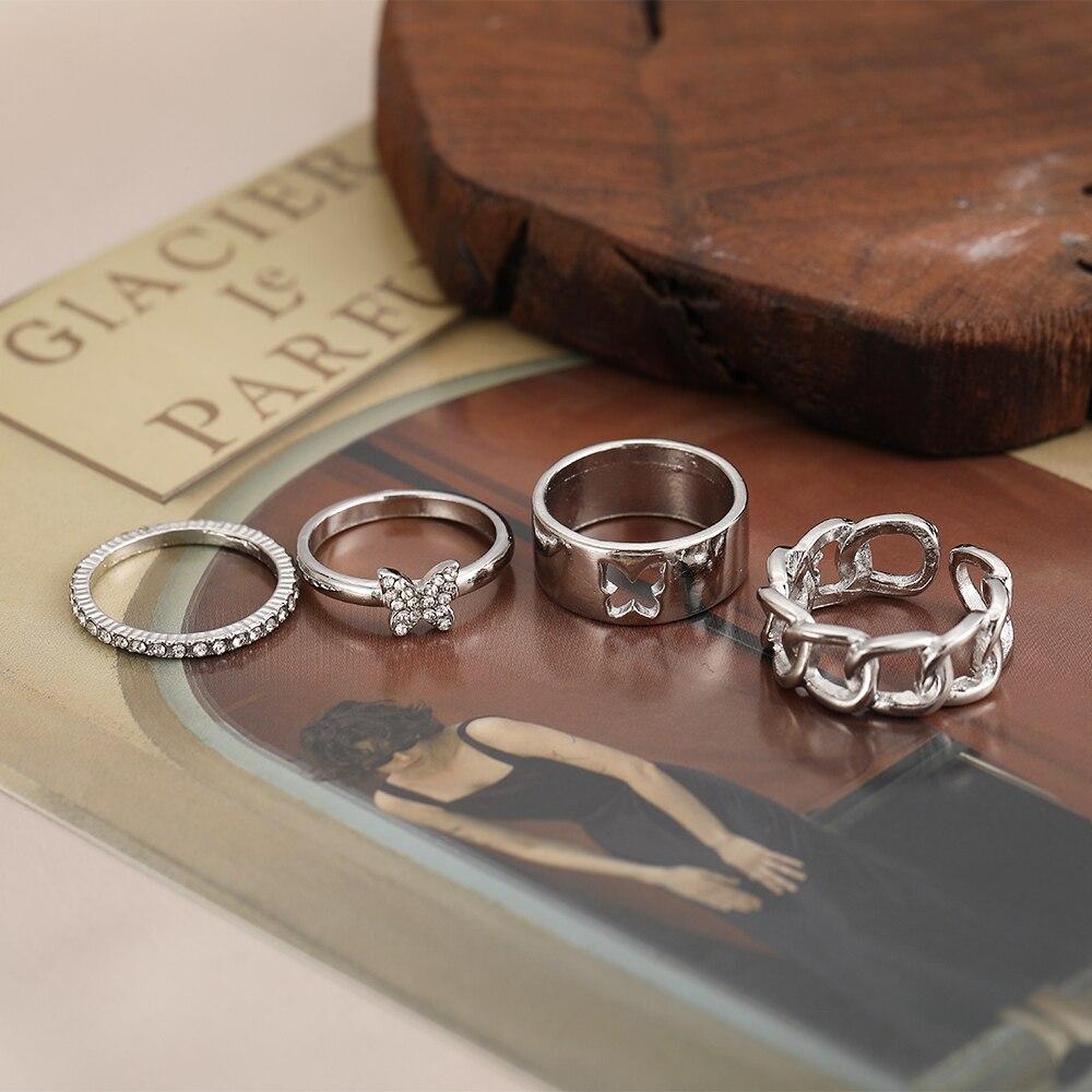 iF ME 4 шт., модное серебряное кольцо в стиле панк с бабочкой для влюбленных, пар, женщин и мужчин, полые кольца с животными, подарки на годовщину, ювелирные изделия