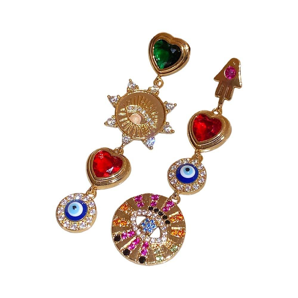 Devil's Eye Bohemian Punk Ear Stud Zircon Vintage Long Drop Earrings Valentine's Day Gift