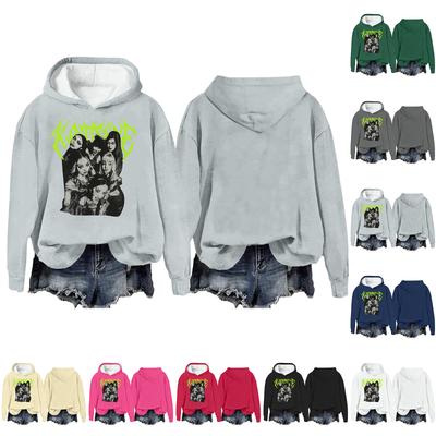 Женская модная повседневная толстовка с длинным рукавом, свободная, с принтом, спортивная, с длинным рукавом, с капюшоном