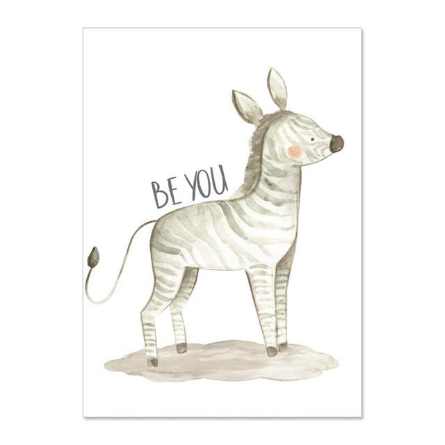 Милый мультфильм животное жираф лев детская настенная живопись холст картины постеры и принты настенные картины декор для детской комнаты без рамки