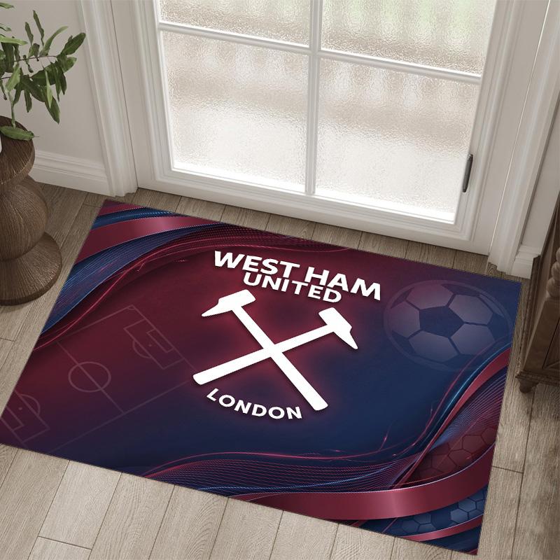 West Ham United Football Design Crystal Velvet Carpet Cozy Non?Slip Printed Rug For Bedroom Living Room Entrance