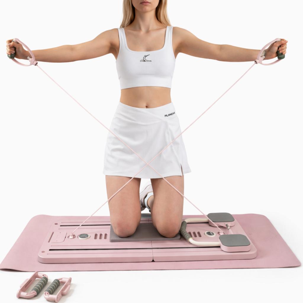 Interactive board FOR Pilates fitness cardio pilates board multifunctional folding FOR exercises with resistance bands pink