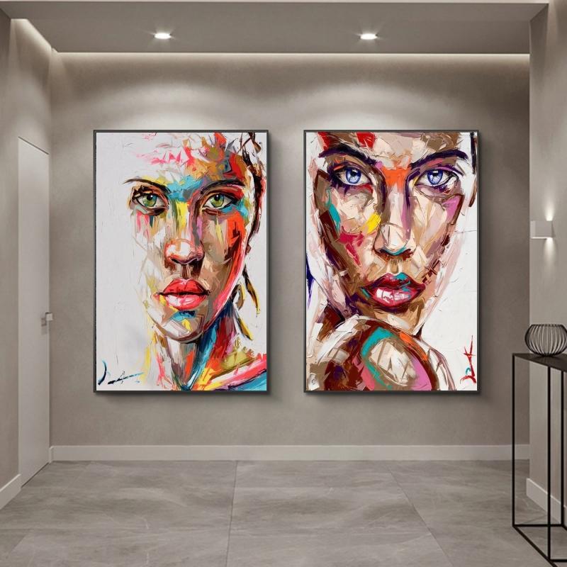 Abstract Woman Face Canvas Paintings On the Wall Art Posters And Print Large Size Modern Woman Art Picture Home Wall Decoration