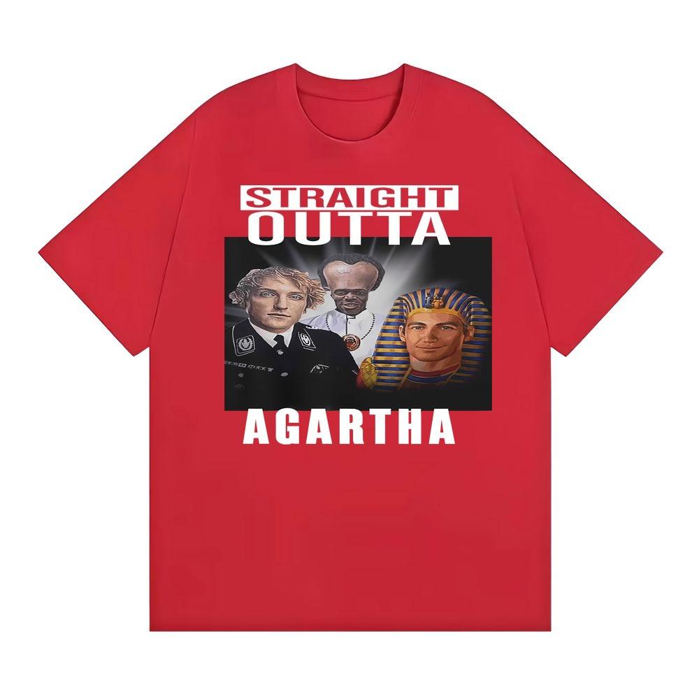 Straight Outta Agartha Funny Meme Printed T Shirt Men Women Clothing Cotton Fashion Hot Sale Tshirt Oversized Tshirt Streetwear