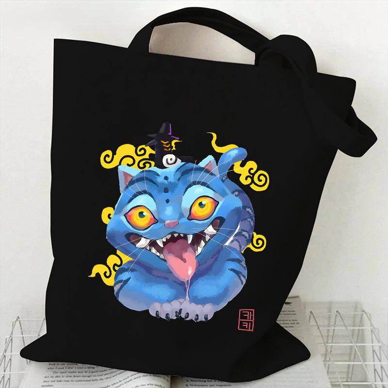 KPOP Группа Охотников на Демонов Холщовая сумка с принтом тигра Сумка через плечо для студентов Повседневная сумка-тоут для покупок