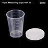 10Pcs Test 50ml Calibration with Lid Measuring Cups Cup Container